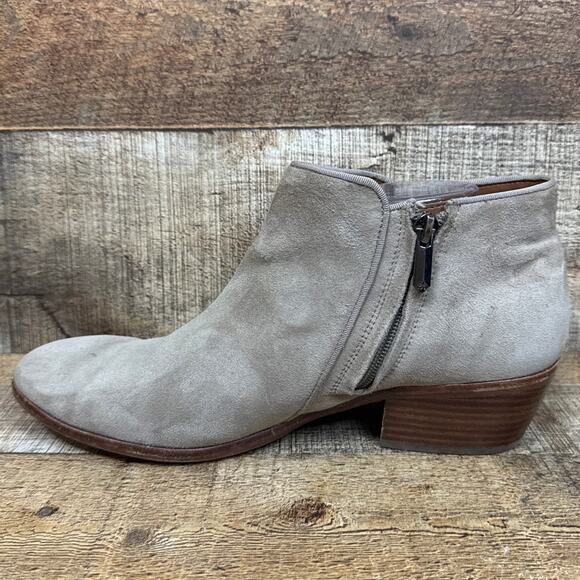 Sam Edelman Petty Suede Booties Side Zip Ankle Boots Beige Tan Size 10 - Picture 5 of 11